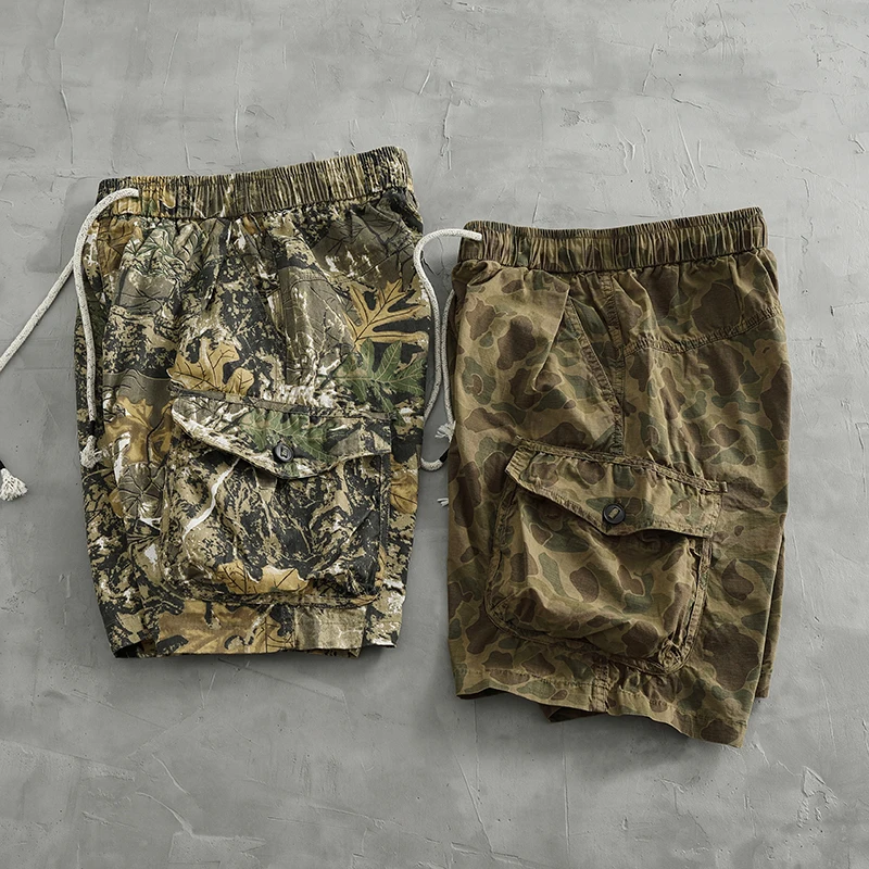 Men’s Retro Camouflage Cargo Shorts – Washed Cotton Multi-Pocket Straight Fit Summer Shorts (2025 Collection)