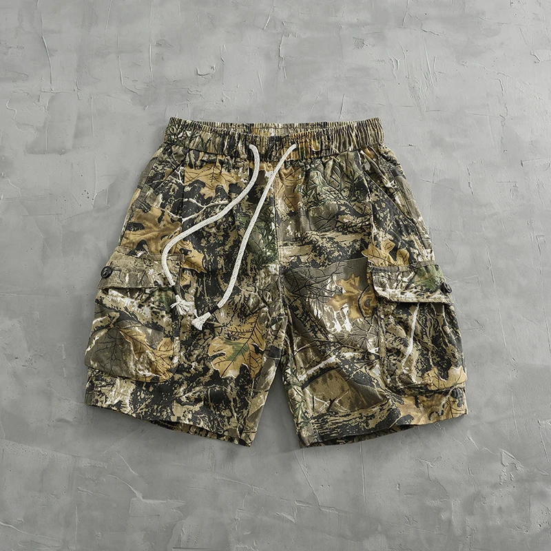 Men’s Retro Camouflage Cargo Shorts – Washed Cotton Multi-Pocket Straight Fit Summer Shorts (2025 Collection)