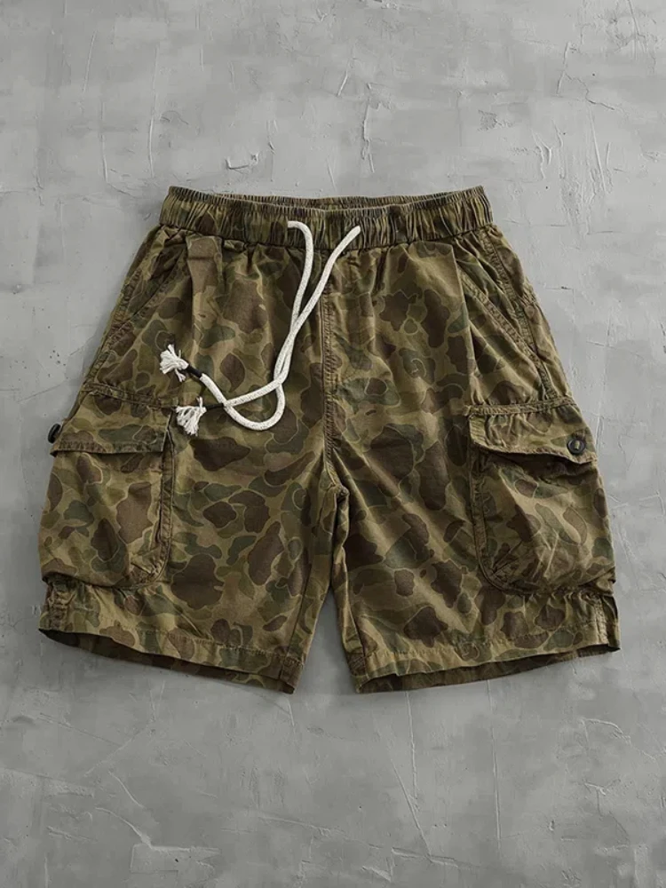 Men’s Retro Camouflage Cargo Shorts – Washed Cotton Multi-Pocket Straight Fit Summer Shorts (2025 Collection)