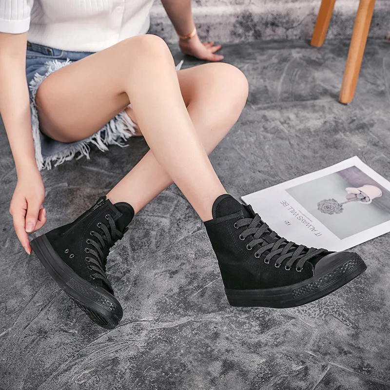 Women’s 2026 High-Top Canvas Sneakers – Casual Lace-Up Comfortable Sports Shoes