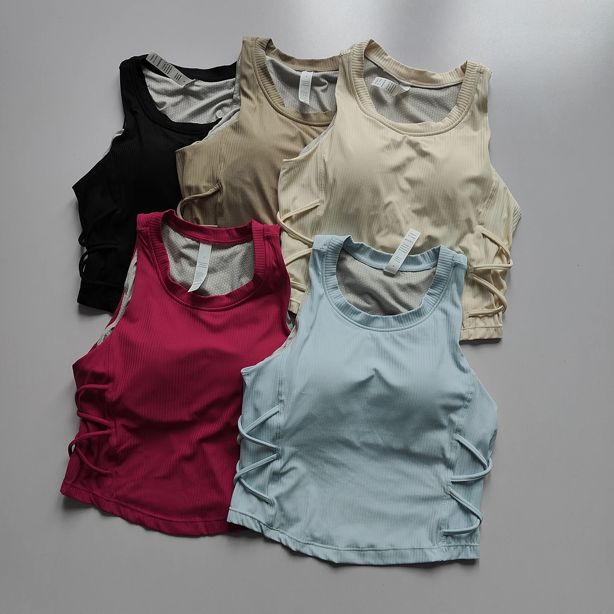 Women’s Seamless Ribbed V-Neck Sports Tank Top – Sleeveless Crop Gym Vest for Yoga, Running & Fitness