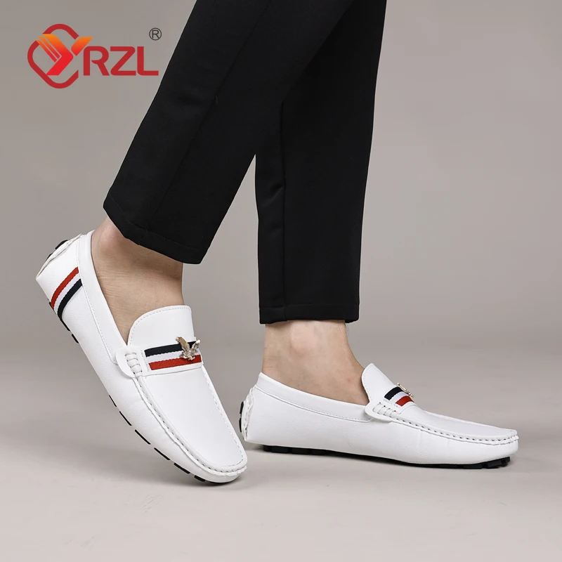 YRZL Loafers Men Casual Black Leather Loafers for Man Casual Slip on Moccasins Men Sneakers Comfy Moccasin Driving Shoes for Men