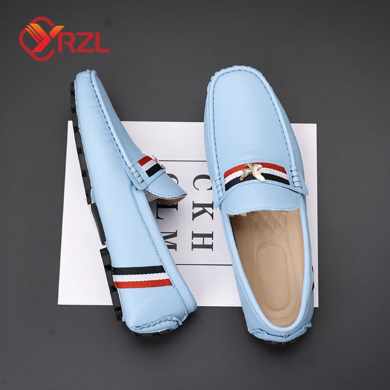 YRZL Loafers Men Casual Black Leather Loafers for Man Casual Slip on Moccasins Men Sneakers Comfy Moccasin Driving Shoes for Men
