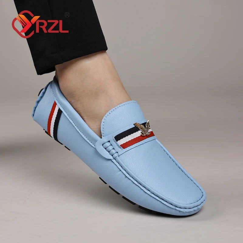 YRZL Loafers Men Casual Black Leather Loafers for Man Casual Slip on Moccasins Men Sneakers Comfy Moccasin Driving Shoes for Men
