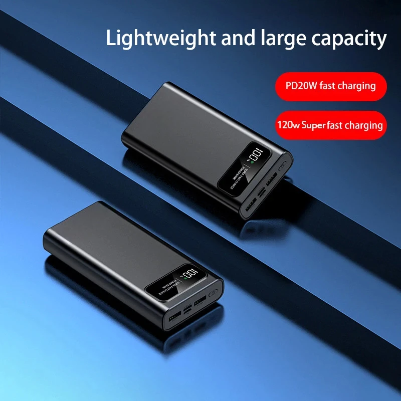 120W Super Fast Charging Power Bank 20000mAh Portable External Battery with PD 22.5W USB-C for iPhone Android