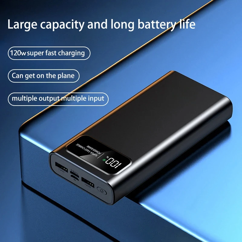120W Super Fast Charging Power Bank 20000mAh Portable External Battery with PD 22.5W USB-C for iPhone Android