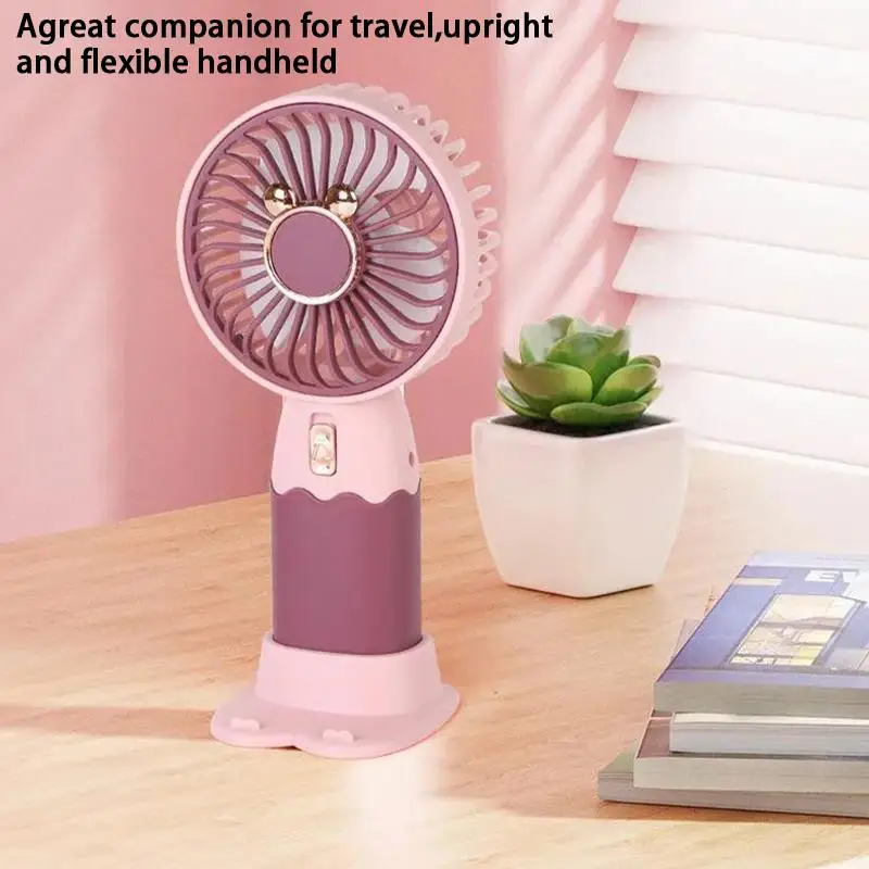 2-In-1 Mini Electric Fan Outdoor Portable Handheld USB Rechargeable Cooling Desk Fan with Mobile Phone Stand