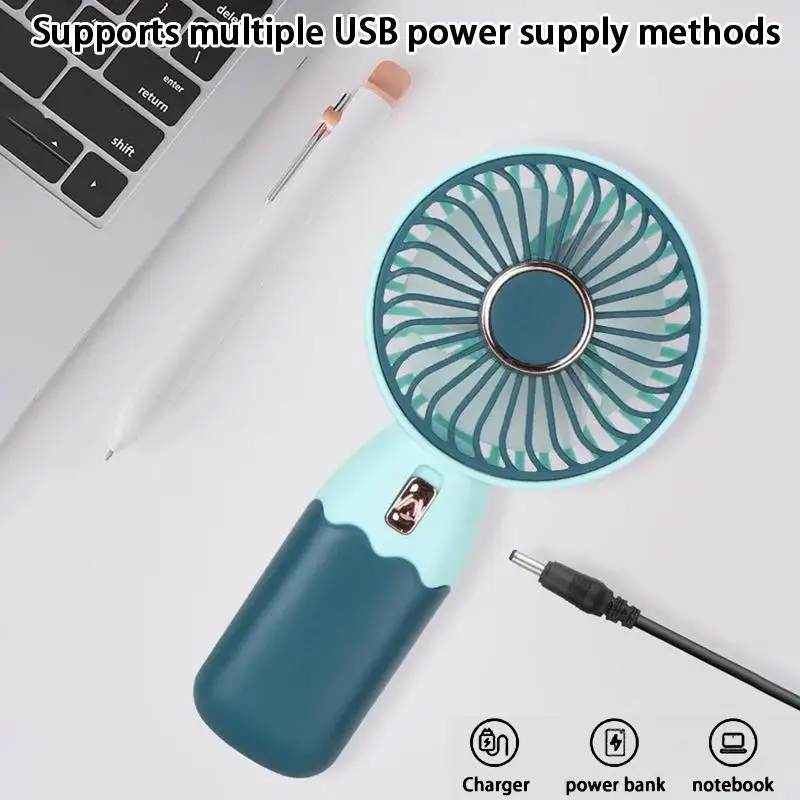 2-In-1 Mini Electric Fan Outdoor Portable Handheld USB Rechargeable Cooling Desk Fan with Mobile Phone Stand