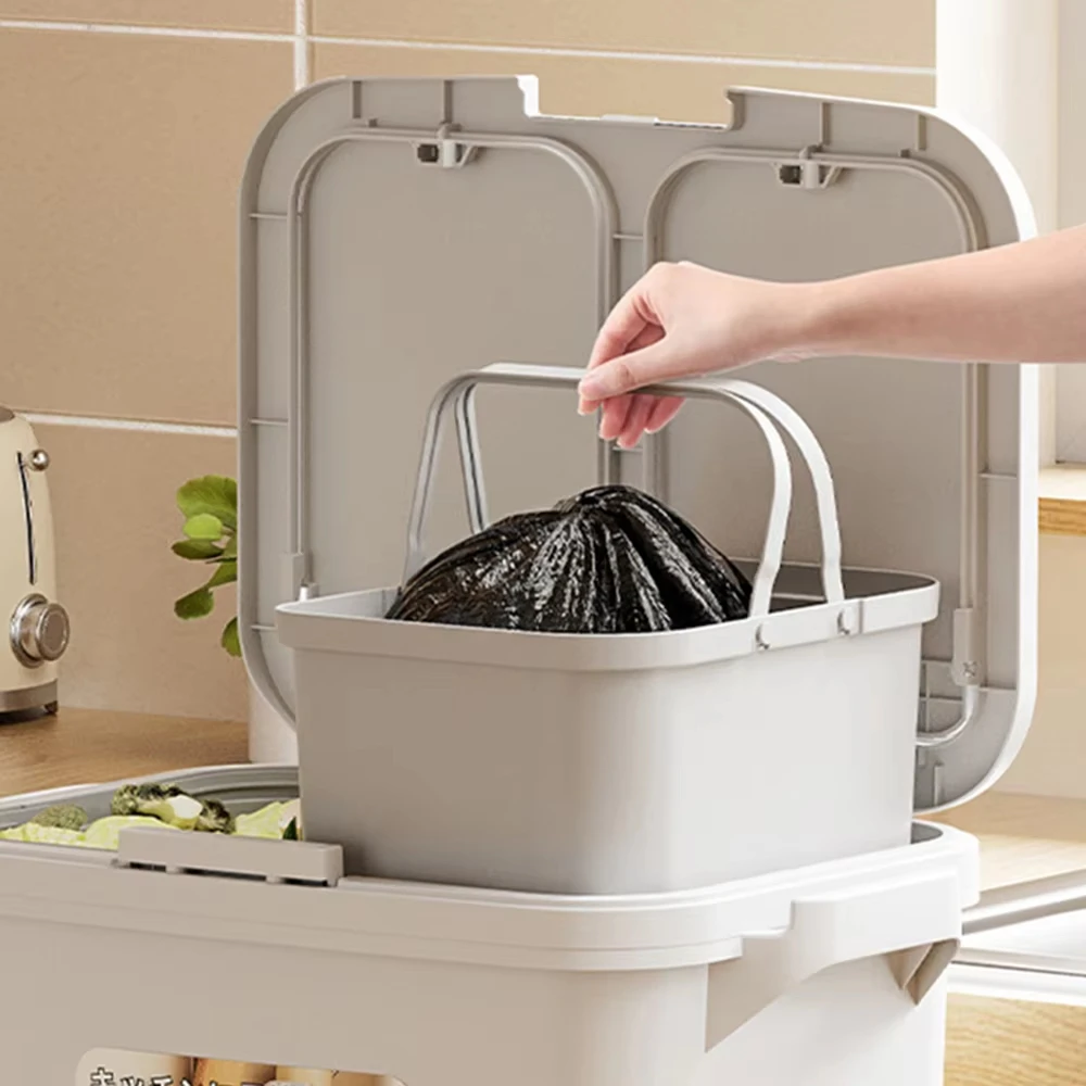 2-Tier Kitchen Recycling Bin with Lid & Wheels – Multi-Compartment Waste Sorting Trash Can
