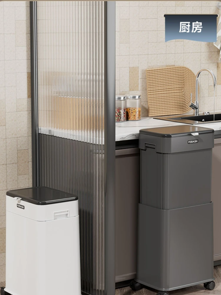 20L Kitchen Trash Can with Wheels & Lid – Slim Rolling Waste Bin for Home