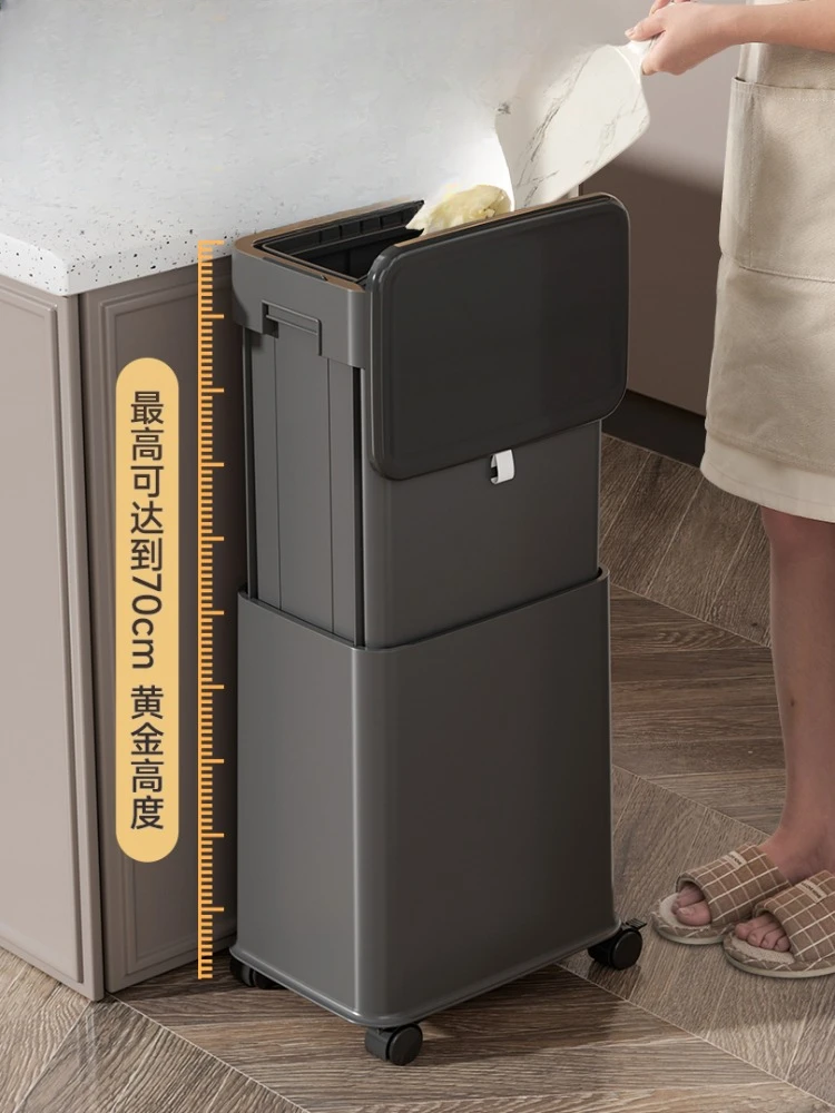 20L Kitchen Trash Can with Wheels & Lid – Slim Rolling Waste Bin for Home