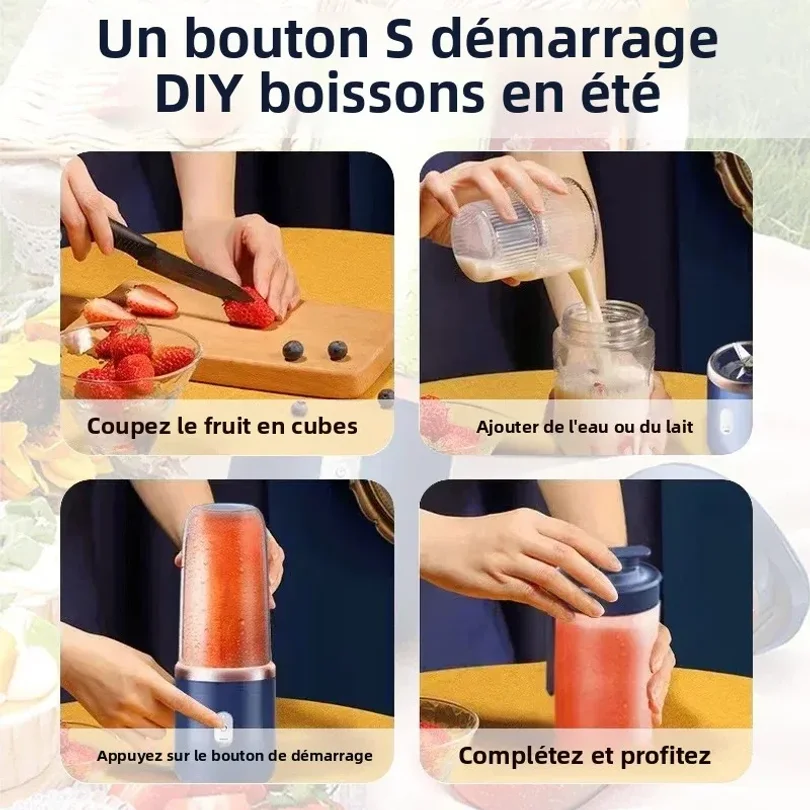 400ml Portable USB Blender – Electric Travel Juicer Cup for Smoothies & Milkshakes, Mini Mixer Bottle for Kitchen & On-the-Go