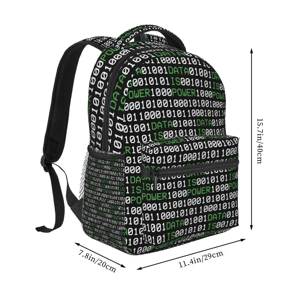 Binary Code Print Backpack – Durable School & Travel Daypack