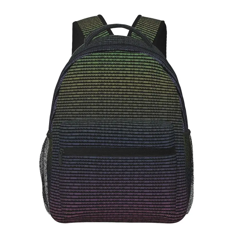 Binary Code Print Backpack – Durable School & Travel Daypack