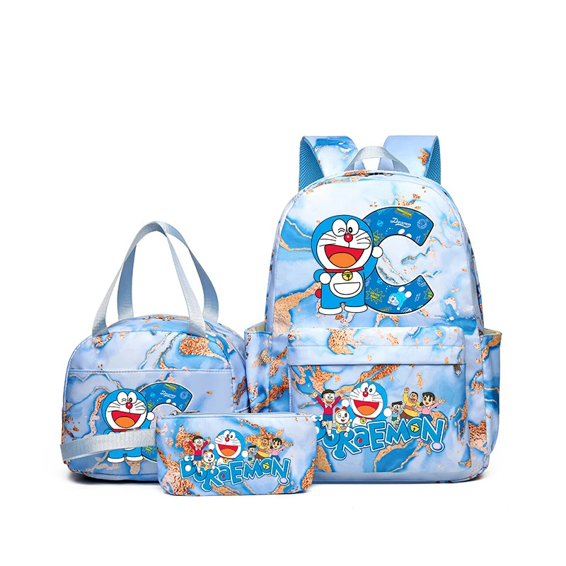 Doraemon Cartoon Backpack Set with Lunch Bag & Pencil Case for Kids & Teens