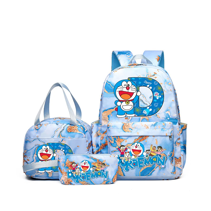 Doraemon Cartoon Backpack Set with Lunch Bag & Pencil Case for Kids & Teens