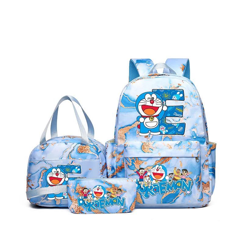 Doraemon Cartoon Backpack Set with Lunch Bag & Pencil Case for Kids & Teens