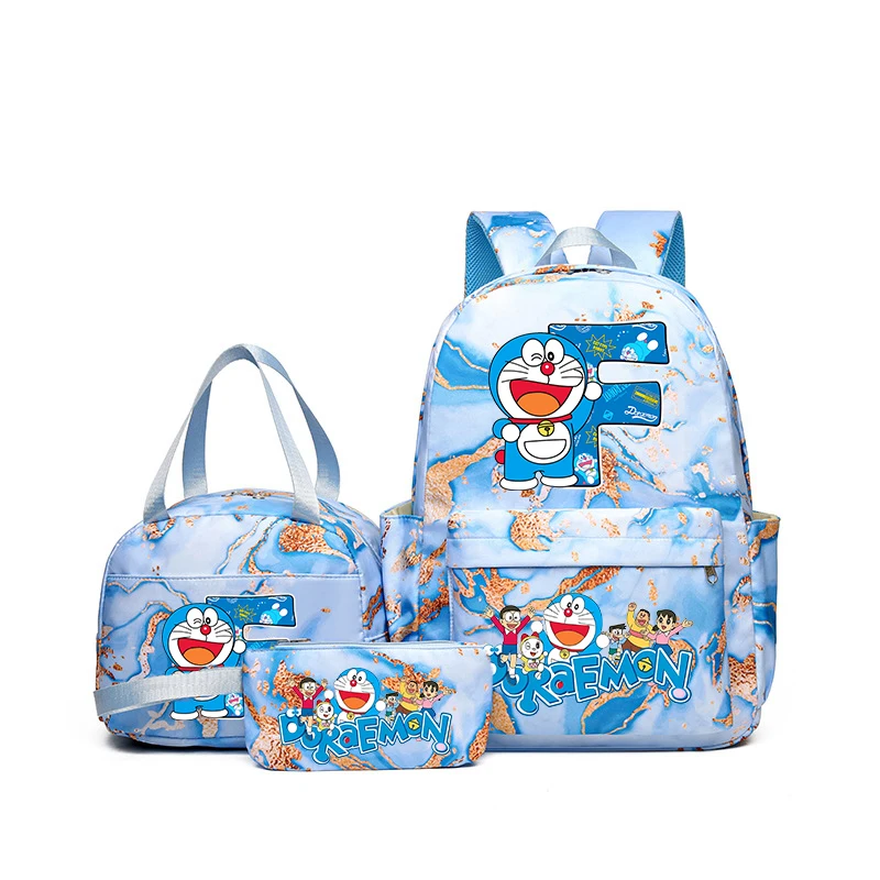 Doraemon Cartoon Backpack Set with Lunch Bag & Pencil Case for Kids & Teens
