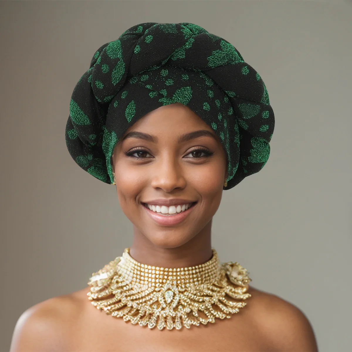 Luxury Auto Gele Headwrap – Ready-to-Wear African Turban Cap for Weddings, Aso Ebi & Parties (Women’s Headtie)