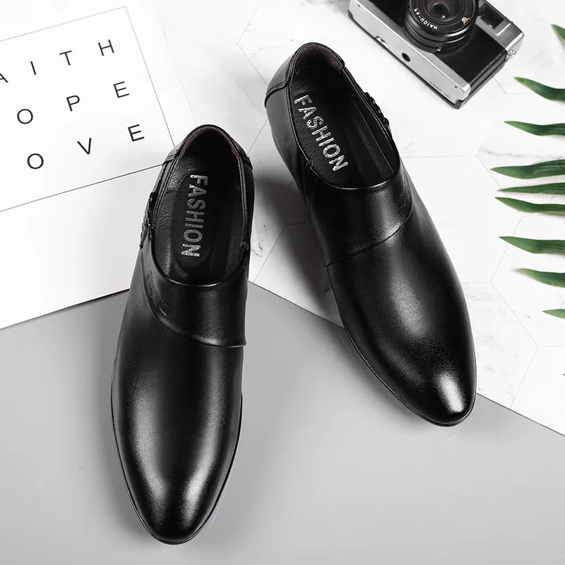 Men’s Black Leather Loafers – Luxury Slip-On Shoes for Office & Events