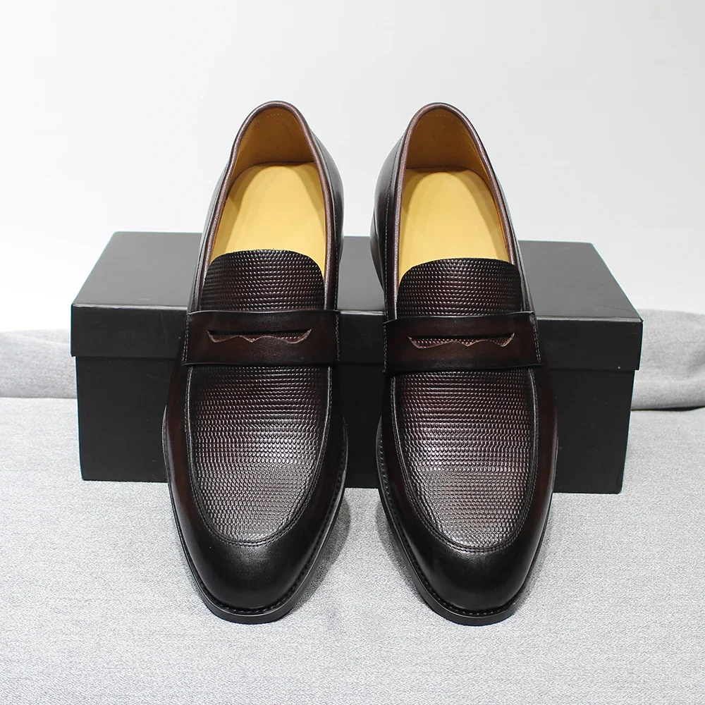 Men’s Genuine Leather Penny Loafers – Italian Slip-On Business Dress Shoes