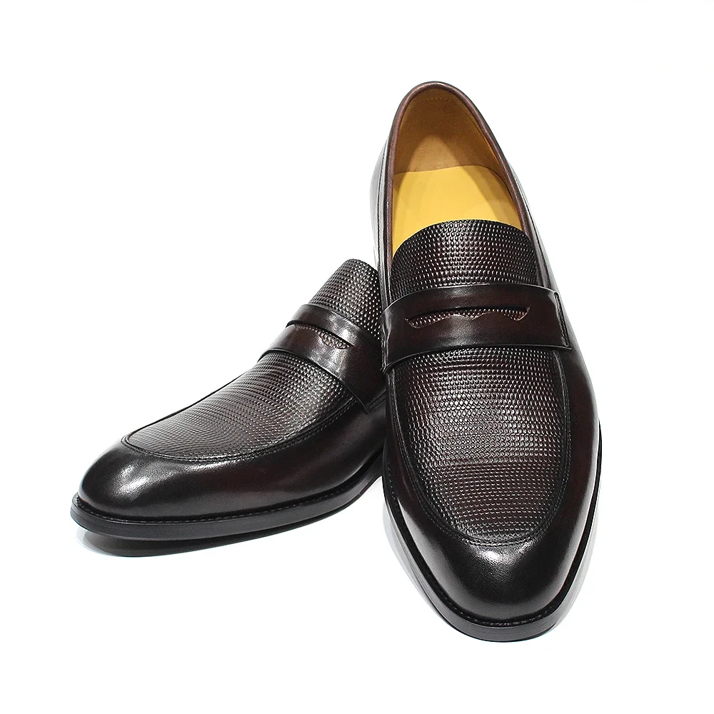 Men’s Genuine Leather Penny Loafers – Italian Slip-On Business Dress Shoes