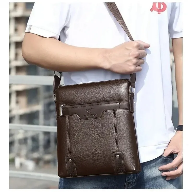 Men’s PU Leather Crossbody Shoulder Bag – Stylish Compact Business Travel Sling with Multiple Compartments