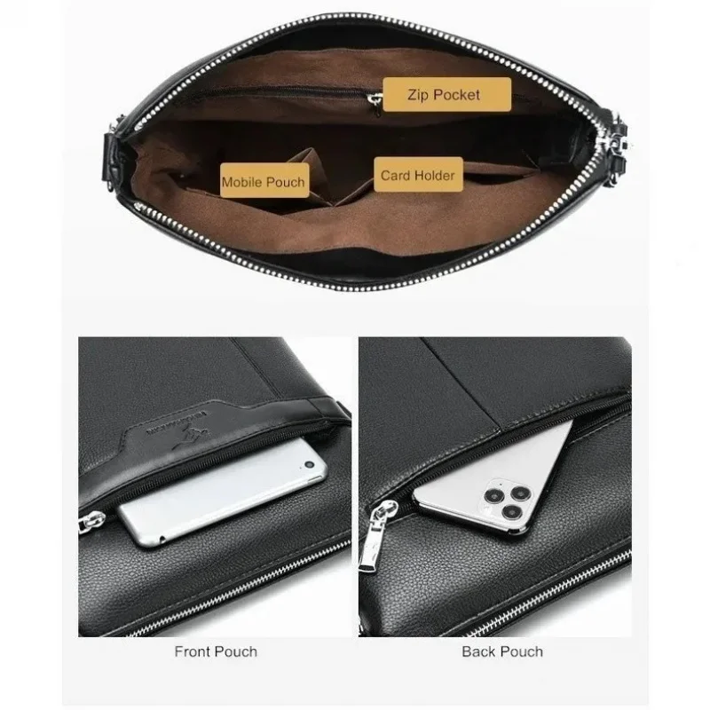 Men’s PU Leather Crossbody Shoulder Bag – Stylish Compact Business Travel Sling with Multiple Compartments