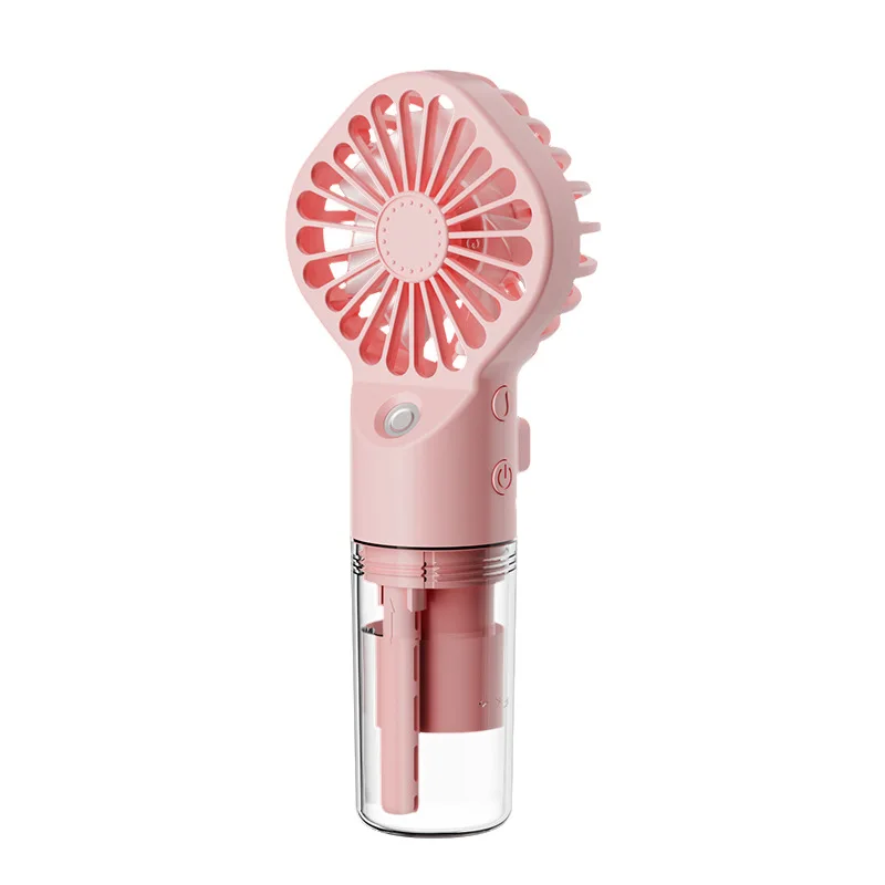 Mini 2-in-1 Handheld USB Rechargeable Misting Fan with Phone Stand – Portable Cooling Fan for Travel & Camping
