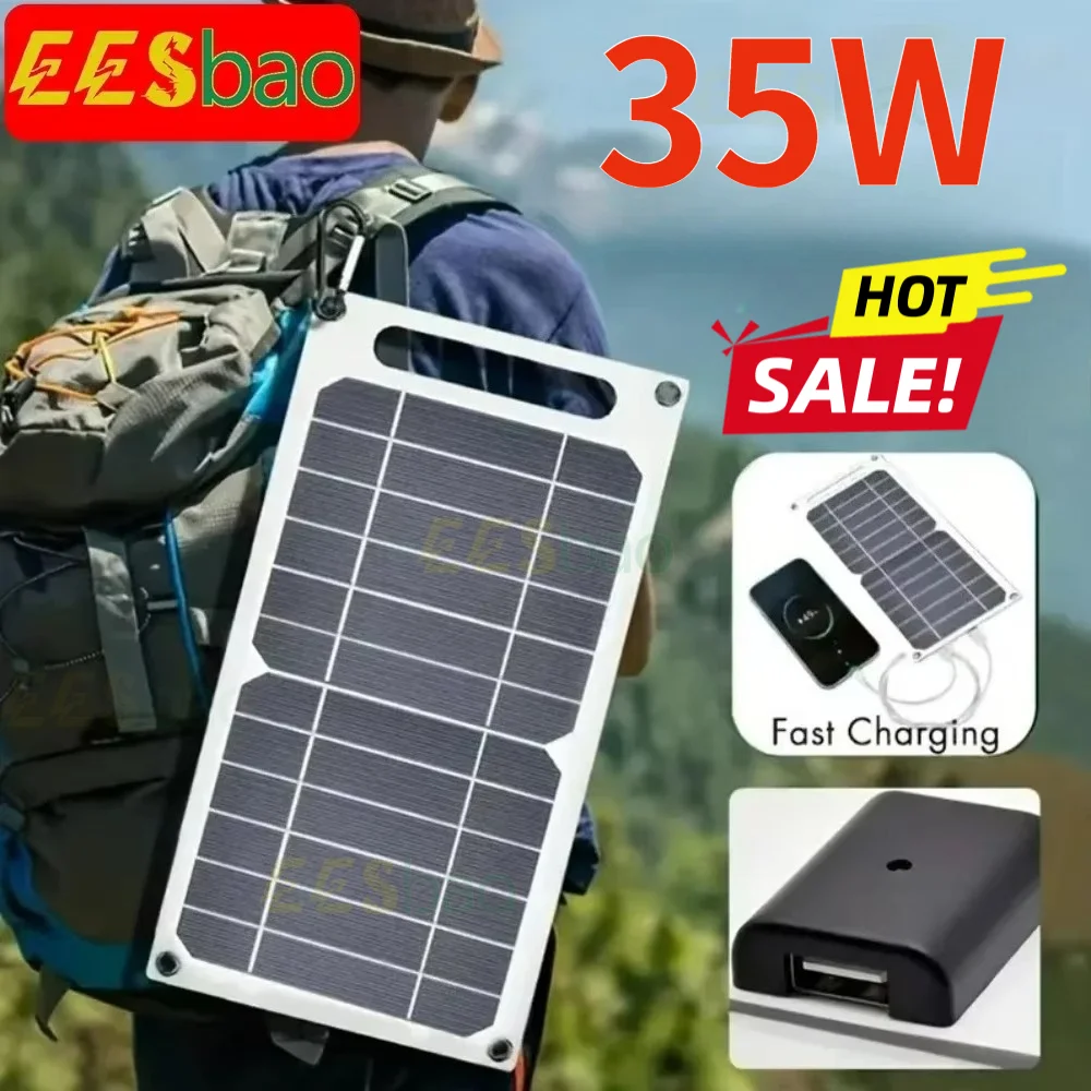 Portable 35W USB Solar Charger Panel – 5V Fast Charging Solar Panel for Phones, Power Banks, Camping & Outdoor Use
