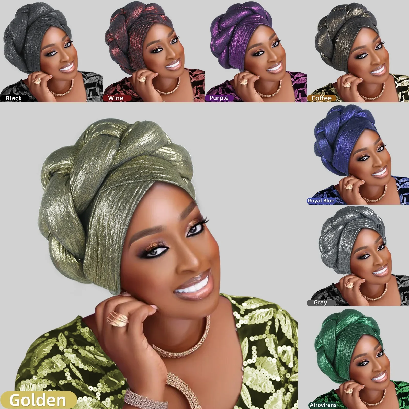 Ready-to-Wear Auto Gele Turban Cap – Elegant African Headtie for Weddings, Aso Ebi & Special Occasions (Women)