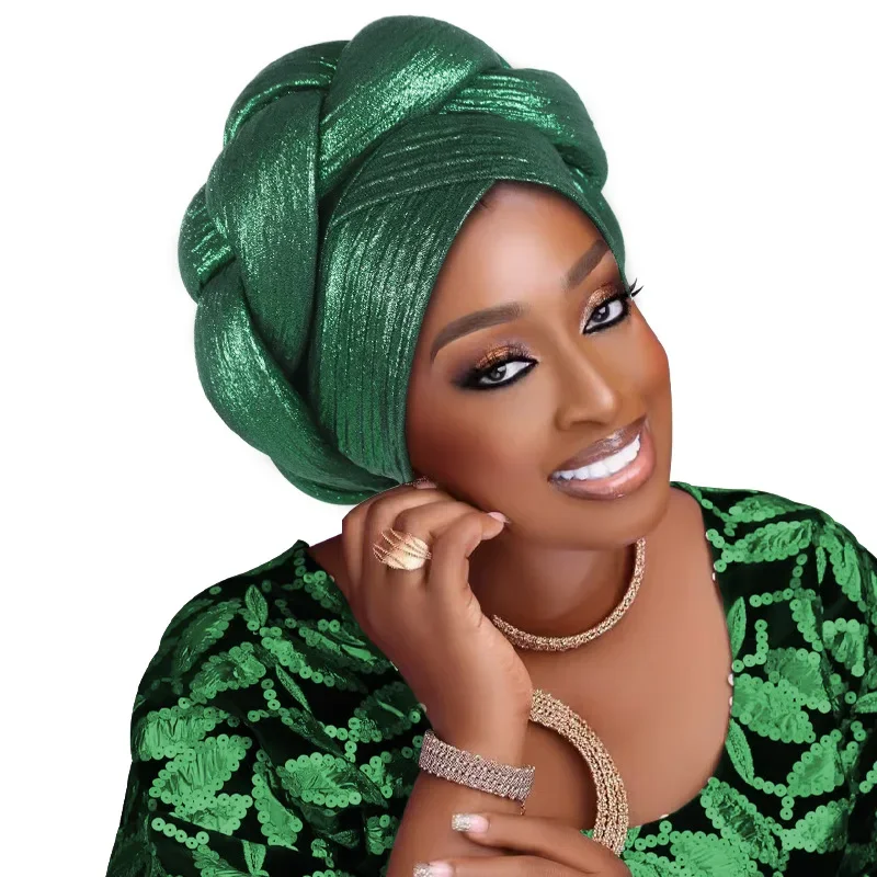 Ready-to-Wear Auto Gele Turban Cap – Elegant African Headtie for Weddings, Aso Ebi & Special Occasions (Women)