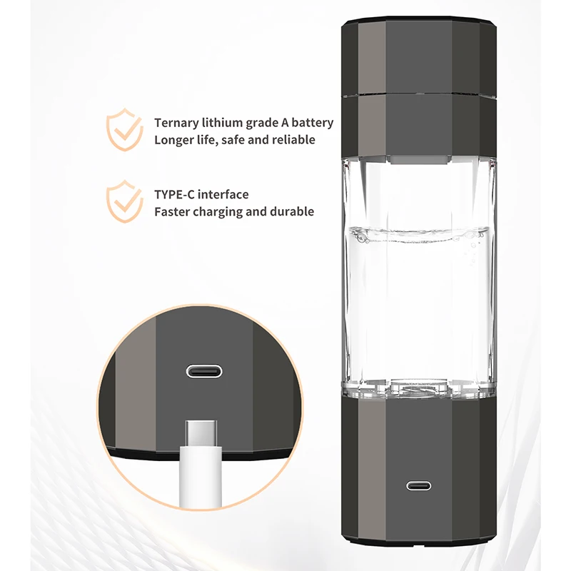 YenvQee 6000PPB LED Display Food Grade PC Connected Mineral Water Bottle Hydrogen Water Generator With Vent Hydrogen Bottle