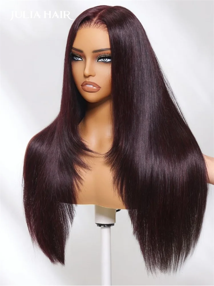 Julia Hair Burgundy Plum 13×4 Lace Front Wig – Straight Glueless Human Hair Wig