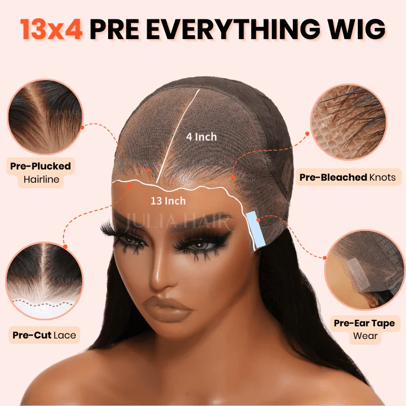 Julia Hair Burgundy Plum 13×4 Lace Front Wig – Straight Glueless Human Hair Wig