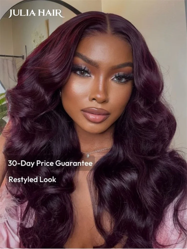 Julia Hair Burgundy Plum 13×4 Lace Front Wig – Straight Glueless Human Hair Wig