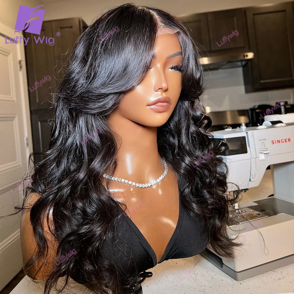 LUFFY Brazilian Remy Human Hair Wavy Lace Front Wig – 13×6 HD Lace, Pre-Plucked Hairline, 200% Density