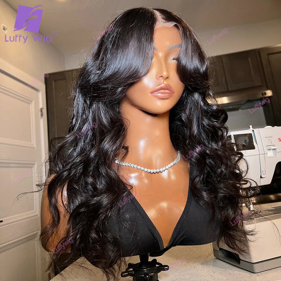LUFFY Brazilian Remy Human Hair Wavy Lace Front Wig – 13×6 HD Lace, Pre-Plucked Hairline, 200% Density