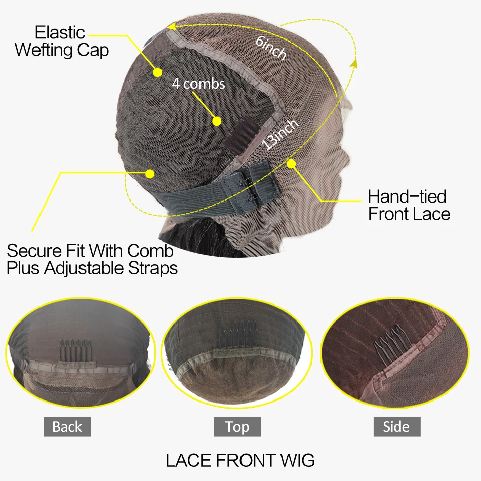 LUFFY Brazilian Remy Human Hair Wavy Lace Front Wig – 13×6 HD Lace, Pre-Plucked Hairline, 200% Density
