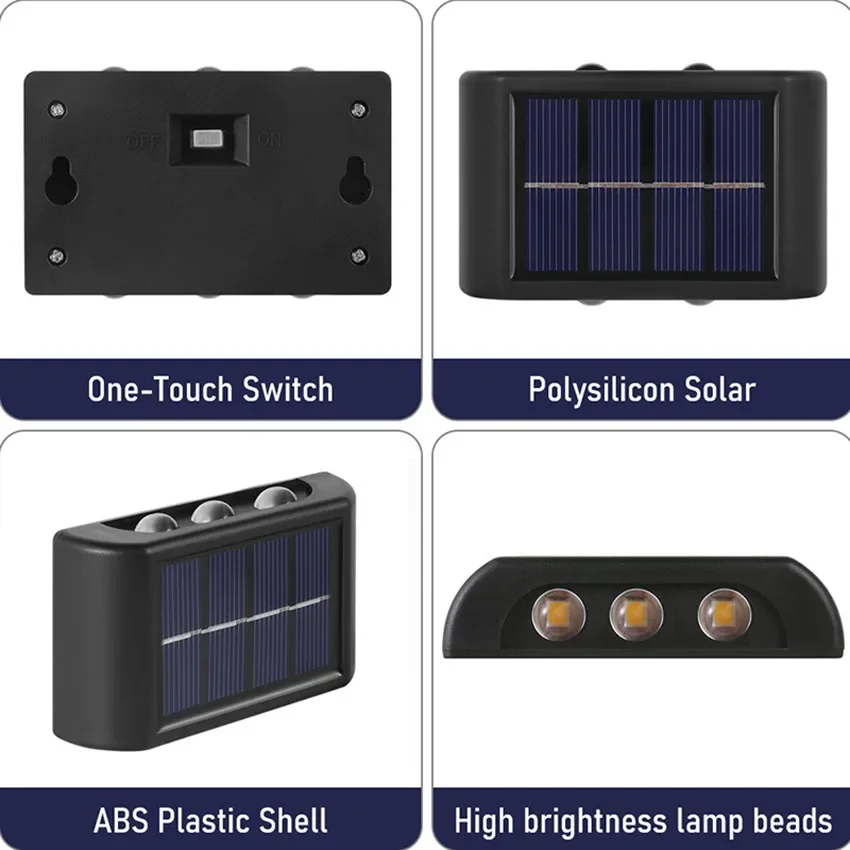 Solar Outdoor Wall Lamp – Waterproof Warm LED Up & Down Light for Garden, Balcony & Exterior Walls