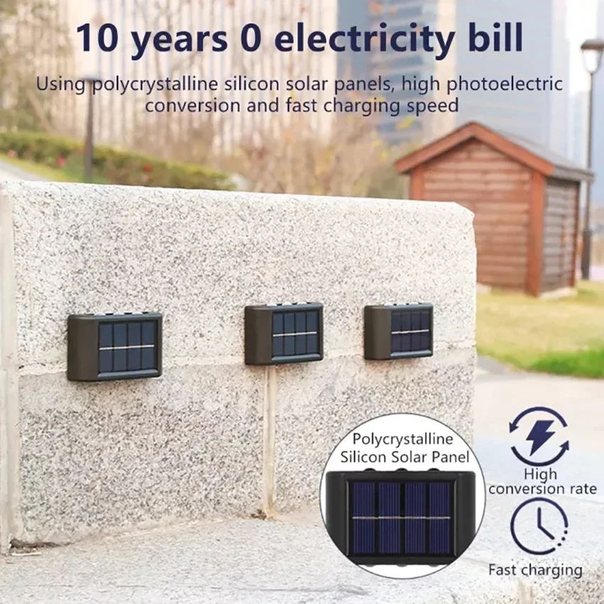 Solar Outdoor Wall Lamp – Waterproof Warm LED Up & Down Light for Garden, Balcony & Exterior Walls